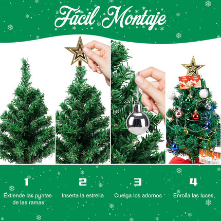 Yostyle Tabletop Mini Christmas Tree, 20 Inch Artificial Small Xmas Tree Decor with Star Tree Topper, Christmas Ball, and Wish Card for DIY Christmas Holiday Season Decorations