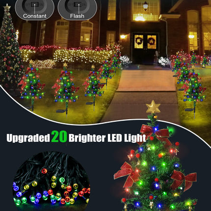 Solar Christmas Decorations Trees Lights Outdoor Waterproof, 40LED-Lights Solar Yard Decorative, Solar Stake Lights Xmas Tree Garden Decor with Constant & Flashing Modes for Pathway Lawn Patio, 2PCS