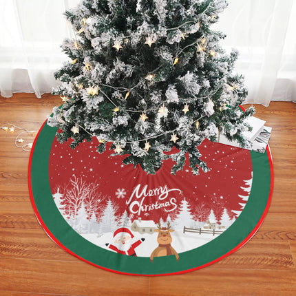 Christmas Tree Skirt Red and Green Tree Skirt Ornaments Soft Plush Christmas Tree Mat with Santa Snow Claus Deer for Decorations Holiday Party Indoor Outdoor 48 Inches
