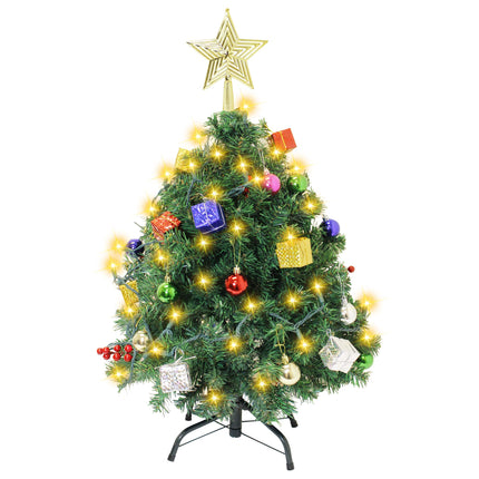 Joiedomi DIY Christmas Tree 2.5FT with Decorating Kits and 100Counts of String Lights, Prelit Artificial Christmas Tree Decorations for Outdoor/Indoor Decor