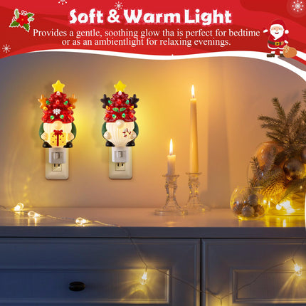 Enhon 2 Pack Christmas Gnome Night Light, Gnome Christmas Decoration, 360 Degree Swivel Plug with on/off Switch, Christmas Night lights Plug into Wall for Bedroom, Bathroom, Kitchen, Hallway