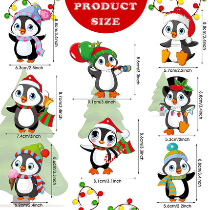 40 Pieces Christmas Penguin Ornaments for Xmas Tree Wood Christmas Ornaments Bulk with Rope Christmas Dancing Penguin Ornaments for Christmas Holiday Party Decorations