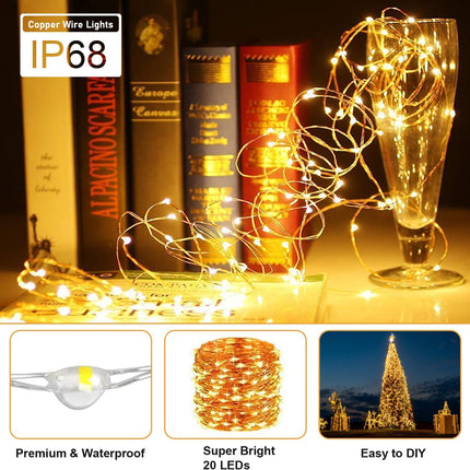 12 Pack Fairy Lights Battery Operated, 3 Speed Modes, Extra 12 Batteries for Replacement, 7Ft 20 LED Mini String Lights, Waterproof Copper Wire, Twinkle Firefly Lights for Christmas Decorations