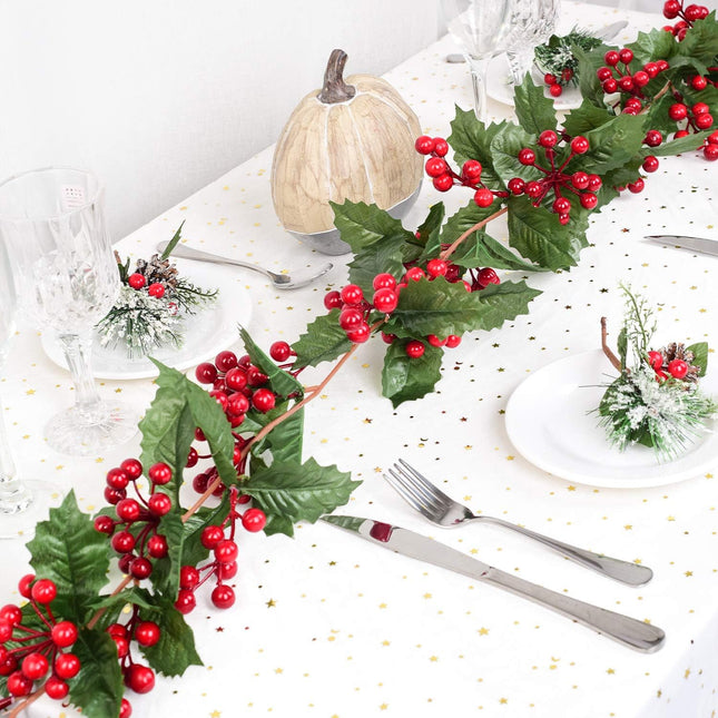 DearHouse 6FT Red Berry Christmas Garland, Flexible Artificial Berry Garland for Indoor Outdoor Home Fireplace Decoration for Winter Christmas Holiday Year Decor