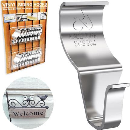 NACETURE Vinyl Siding Hooks 20 Pack Heavy Duty Siding Clips Vinyl Siding Hanger for Hanging on Patio, No Hole Need Command Outdoor Hook Hang to Decor Wreath Things for Horizontal Vinyl Siding