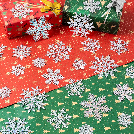 72Pcs Snowflakes Christmas Tree Decorations - Iridescent Christmas Tree Ornaments Hanging Glitter Snowflakes for Christmas Tree Winter Holiday Party Wall Ceiling Window Decorations