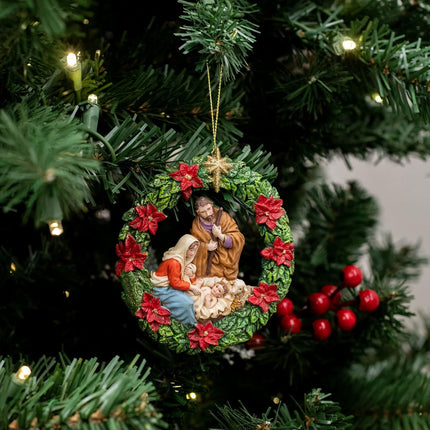 Kurt Adler Nativity Wreath Christmas Ornament 4 1/4 inches
