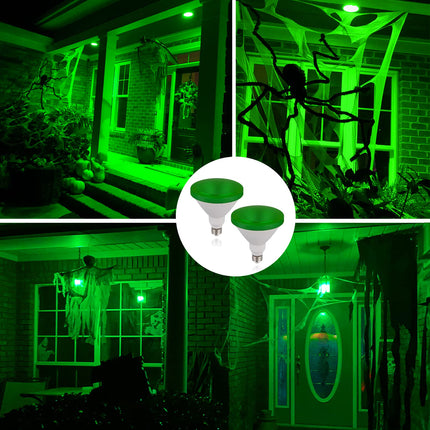 Par38 Green Light Bulb - 15W (100Watt Equivalent) - E26 Green Flood Lights 2 Pack, Party Decoration, Porch, Home Lighting, Holiday Lighting, Halloween, LED Green Light Bulb Outdoor Indoor (Green)