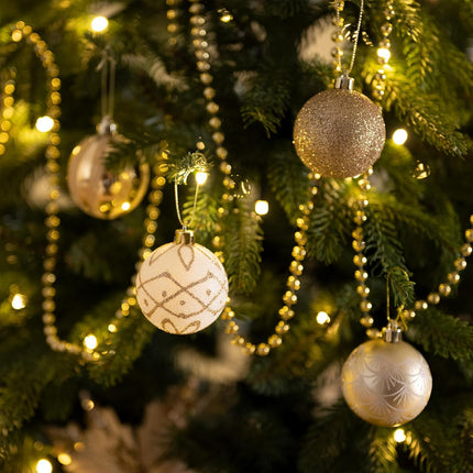 Valery Madelyn Christmas Ornaments Set, 30ct White and Gold Shatterproof Christmas Tree Decorations Ball Ornaments Bulk, 2.36 Inches Elegant Hanging Ornaments for Xmas Trees Holiday Decor