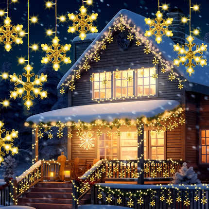28.7ft 432 LED Christmas Snowflake Lights Outdoor Snowflake Light with 36 Drops,8 Mode and Timer Waterproof Connectable Snowflake String Light for Window Eave Yard(Snowflake,Warm Color)