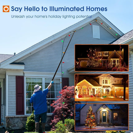 addlon Telescopic Extension Pole for Hanging Christmas Lights and Mounting Screw Hooks,5.5FT Christmas Light Hanger Poles with Utility Hook for String Lights and Birdfeeders Installation