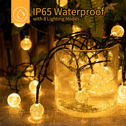 2-Pack 120 LED 72FT Solar Lights Outdoor Waterproof, Crystal Globe Lights with 8 Lighting Modes, Solar Powered Patio Lights for Garden Yard Porch Wedding Party Decor (Warm White)