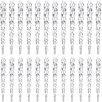 Blulu 24 Pieces Clear Icicle Ornaments Plastic Icicle for Christmas Holiday Tree or Wedding Decoration 5 Inch and 5-9/10 Inch