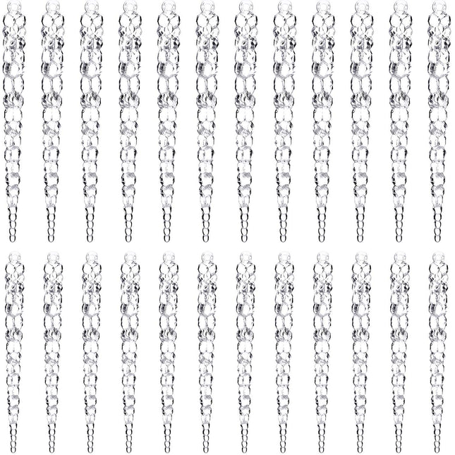 Blulu 24 Pieces Clear Icicle Ornaments Plastic Icicle for Christmas Holiday Tree or Wedding Decoration 5 Inch and 5-9/10 Inch