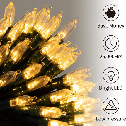 Battery Operated Christmas Lights 2 Pack 18 Feet 50 LED Clear Mini String Lights with 8 Modes Waterproof Tree Lights for Xmas Outdoor Indoor Holiday Party Garden Decor, Warm White