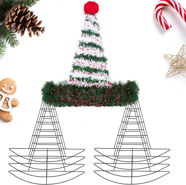 Hat Shaped Metal Wreath Form for Christmas Elf Hat Wreath Frame Pirate Ship Witch Hat Metal Frame for Xmas DIY Crafts Holiday Year Wall Door Decors(8 Pieces,12.6 x 13.4 Inch)