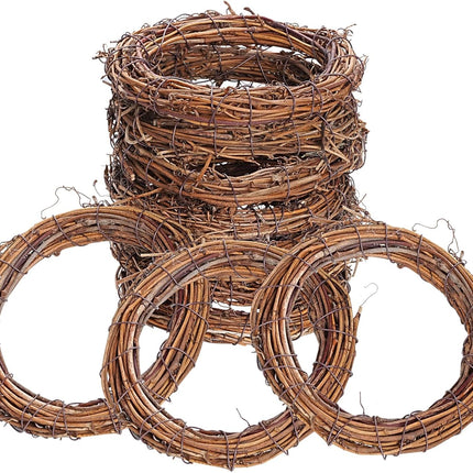Grapevine Wreath Set, Marrywindix 10 Pieces Natural Vine Branch Wreath Christmas DIY Rattan Wreath Garland for Christmas Holiday Craft Wedding Decor (6 in.)
