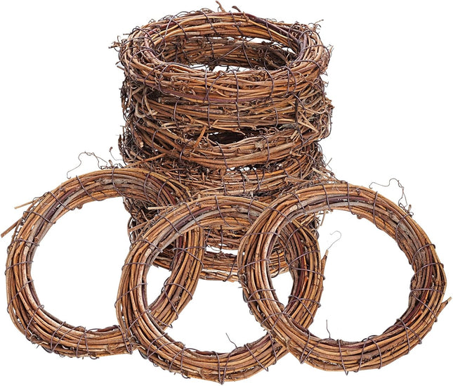 Grapevine Wreath Set, Marrywindix 10 Pieces Natural Vine Branch Wreath Christmas DIY Rattan Wreath Garland for Christmas Holiday Craft Wedding Decor (6 in.)