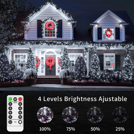 JXLEDAYY 132 FT 400 LED Fairy Lights Plug in Christmas Lights Outdoor Decorations Waterproof String Lights with Timer 8 Modes Memory for Holiday Wedding Party Tree Wall Bedroom Garden-Cool White