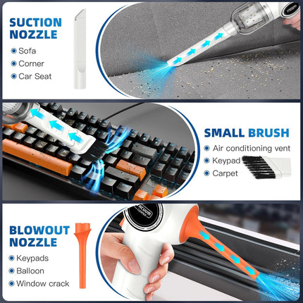 Handheld Car Vacuum Cleaner Cordless, 18000Pa Mini Vacuum Cleaner High Power With Strong Suction, Dust Buster & Air Blower, Portable Hand Held Vacuum Cleaners For Home Car, Rechargeable