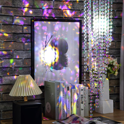99 ft Crystal Christmas Garlands Glass Bead Strands for Christmas Tree Decoration Iridescent Clear Acrylic Diamond Hanging Chandelier Chain Xmas Ornament String for Holiday Wedding Party