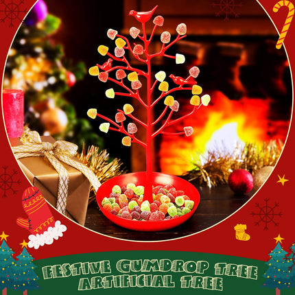 Soaoo Festive Gumdrop Tree Christmas Nostalgic Gum Drops Artificial Tree for Table Centerpiece Christmas Decorations for Tabletop Display Ornament Candy Themed Party Supplies Xmas(Red)