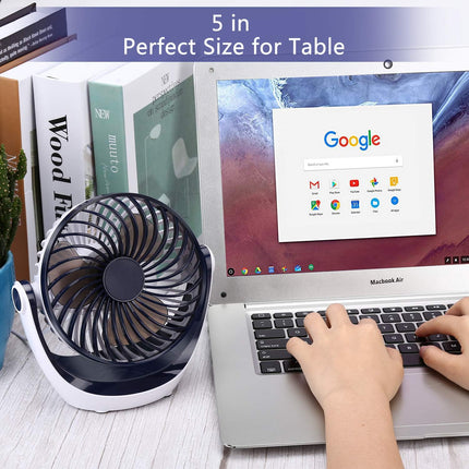 Aluan Desk Fan Small Table Fan With Strong Airflow Quiet Operation Portable Fan Speed Adjustable Head 360°Rotatable Mini Personal