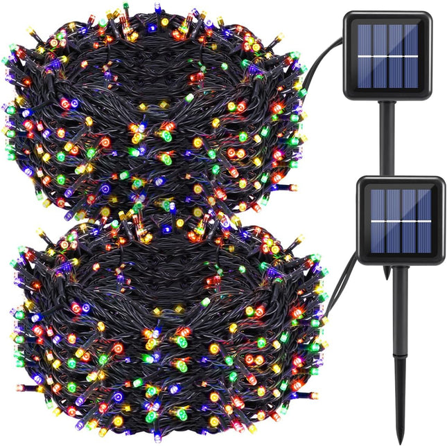 Multicolor Christmas Lights Outdoor, 440LED Solar Christmas Lights Outdoor Waterproof for Christmas Decorations Outdoor, Each 78FT Christmas Solar String Lights for Outside, Christmas Decor Tree 2Pack