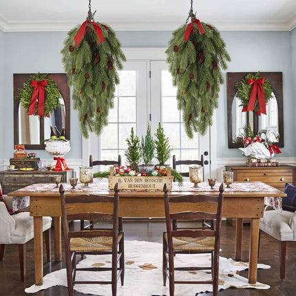 2 Pack Artificial Pine Branches with Pine Cones Green Plants Pine Needles Artificial Hanging Plants Outdoors DIY Accessories for Outdoors for Wreath Christmas and Home Garden Decoration(Green)