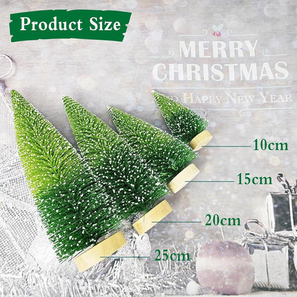 Mini Christmas Tree, Gradation Green Bottle Brush Trees Small Pine Tree with Wooden Bases for Xmas Holiday Party Home Tabletop Tree Decor (4pcs)
