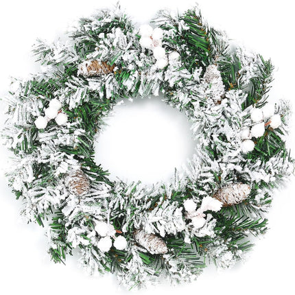 12 Inch Little Christmas Wreath with Pinecone Berries Jingling Bell Christmas Decorations Ball Front Door Wreath for Outdoor Indoor Party Wall Table Home Decor Brown Sign Flocking Pinecone Wreath
