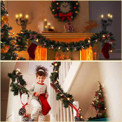 Mudder 30 LEDs Christmas Fairy Lights with Mistletoe Decoration Berry Beaded Garland for Christmas Home Indoor Decor (Red)