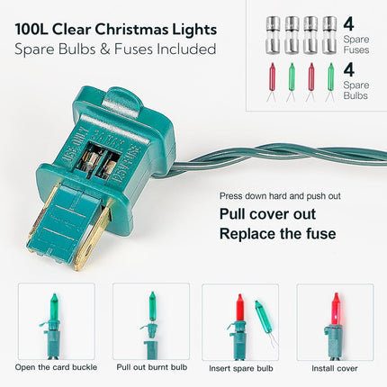 Clear Christmas Lights Outdoor Indoor(23 Feet,100 Count),Red&Green Incandescent Bulb Mini Lights,Plug in String Lights Waterproof for Christmastree,Garland,Home Decoration,Wedding,Party