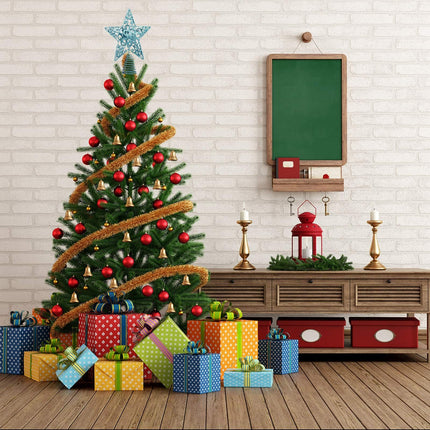 Aneco 10 Inches Christmas Treetop Star Metal Glittered Christmas Tree Topper Xmas Tree Decoration Topper for Christmas Holiday Home Office School Mall Decor, Blue