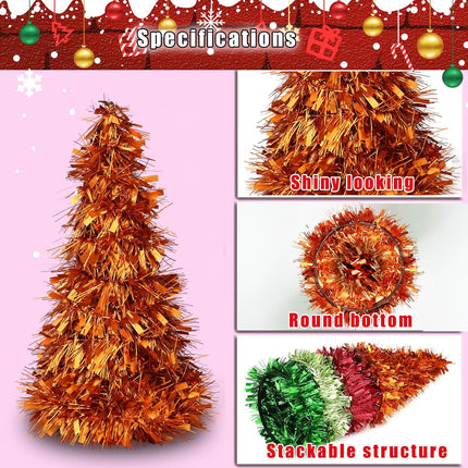 Small Christmas Tree Mini Artificial Christmas Trees Tabletop Stackable Tiny Xmas Tree for Home Table Decor (8, Set B)