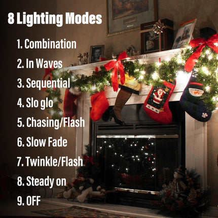 Lomotech Battery Operated Christmas Lights - 4 Pack Total 66ft 200 LED Battery String Lights 8 Modes Waterproof with Timer for Home, Garden, Party, Holiday, Christmas Tree Decoration (White)