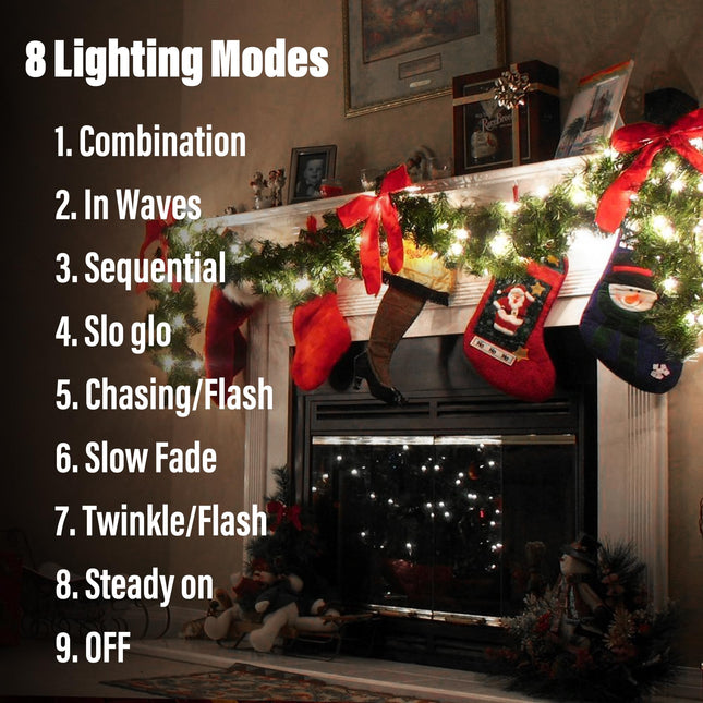 Lomotech Battery Operated Christmas Lights - 4 Pack Total 66ft 200 LED Battery String Lights 8 Modes Waterproof with Timer for Home, Garden, Party, Holiday, Christmas Tree Decoration (White)