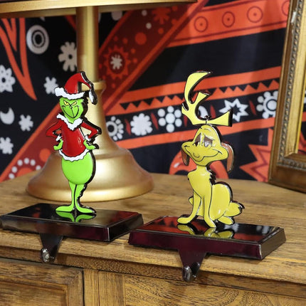 Christmas Stocking Holder - Set of 4 Stocking Hangers Christmas Thief, Christmas Tree, Dog, Girl Christmas Stocking Hooks Christmas Decoration for Fireplace, Shelf,Staircases