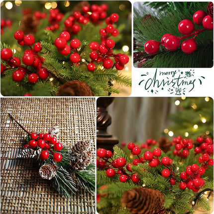30 Pcs Artificial Red Berry Stems,7.9 Inch Christmas Holly Berries Picks for DIY Crafts,Wreath,Xmas Tree,Berry Branch for Wedding Home and Party Decor