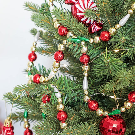2 Pcs 6.5 Feet Christmas Garland Christmas Bead Garland Plastic Bead Christmas Tree Decor Beaded Garland for Xmas Party Supplies Holiday Favors Farmhouse Wall Staircase Fireplace Hanging Ornaments