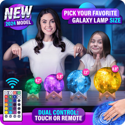 Mind-Glowing Galaxy Moon Lamp with 16 Colors, Touch/Remote, Wood Stand - Teen Girls Trendy Stuff - Christmas for 6 7 8 9 10 11 12 Year Old Teenage Girl - Cool Night Light for Kids (8.0 inch)