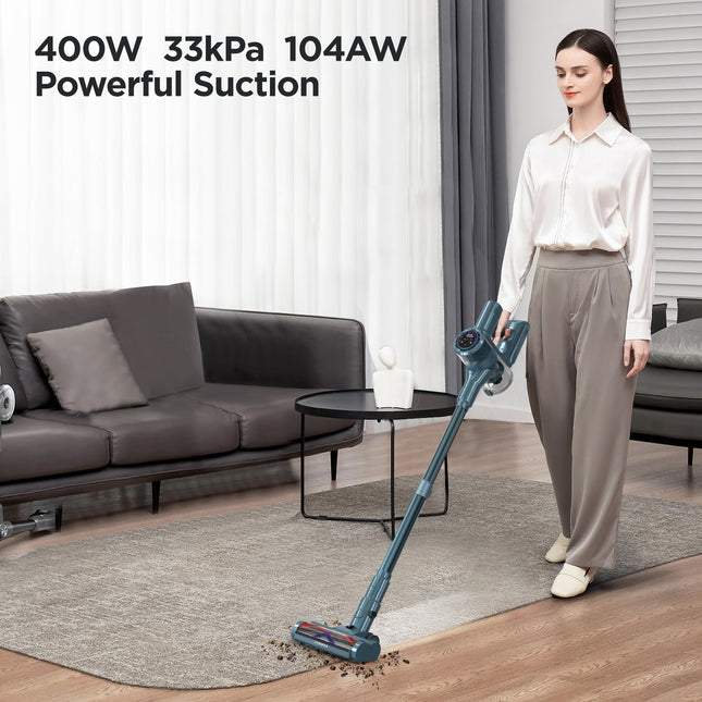 Cordless Vacuum Cleaner, 400W33Kpa Stick Vacuum With Smart Sensor, Led Touch Screen, 50Mins Runtime, Household Vacuum For Carpetpet Hair