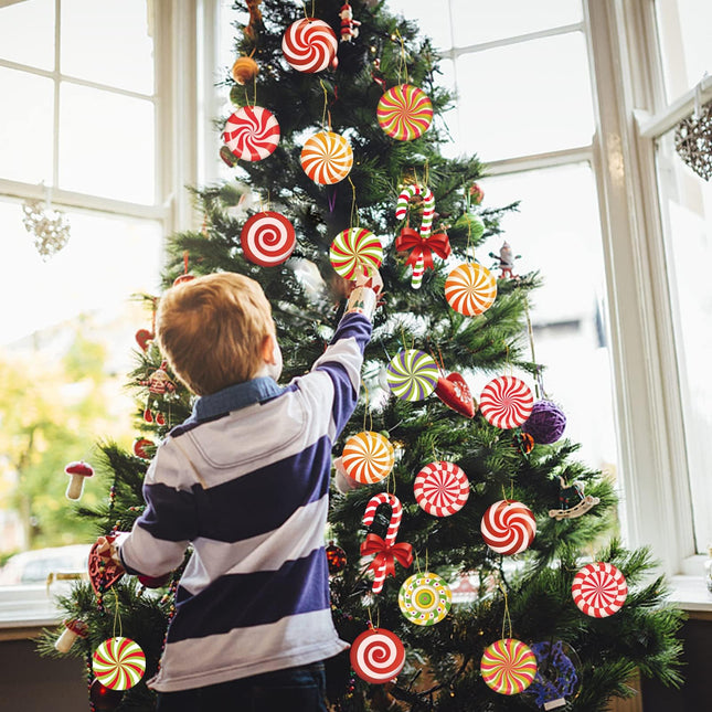 33pcs Candy Cane Christmas Tree Ornaments - Colorful Candy Decor for Tree, Year Party