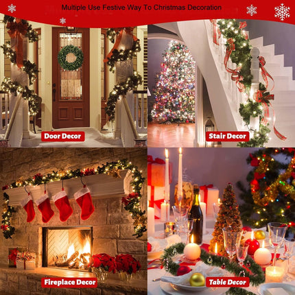 Christmas Garland Christmas Decorations,Green Outdoor Garland for Christmas Decor,Unlit Fluffy Twist Christmas Tree Garland for Stairs Railing Window Door Holiday Staircase Fireplace (32.8FT)