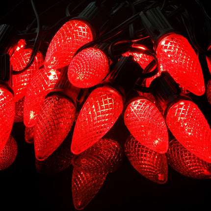 50 Pieces C9 Christmas Light Replacement Bulb E17 LED Easter Light Replacement Bulb Outlet Faceted Christmas Bulb LED for Holiday Decoration(Red)