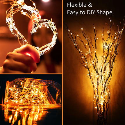 Beieverluck 4 Pack Solar Powered Fairy Lights Outdoor Waterproof 33FT 100 LED Solar String Lights Outside with 8 Modes Solar Twinkle Lights for Trees Fence Garden Patio Yard Decorations, Warm White