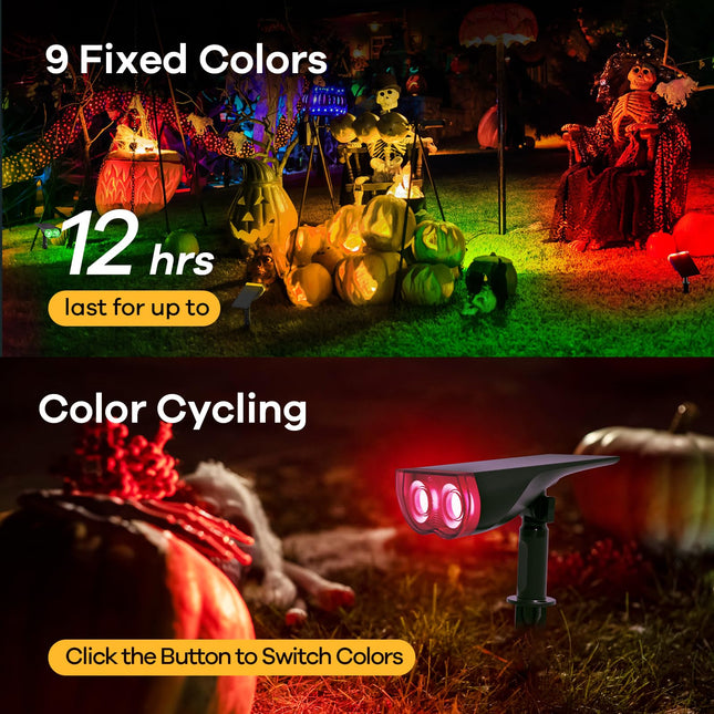 Linkind Solar Spot Lights Outdoor, IP67 Solar Lights Outdoor Waterproof, Multicolor Solar Landscape Spotlights for Christmas Decorations, Yard, Garden, Pathway(2 Pack)