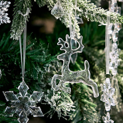 20 PCS Crystal Ornaments Christmas Tree Decorations, Hanging Acrylic Snowflake Icicle Drop for Winter Wonderland Holiday Year Party Decor Supplies