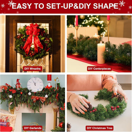 50 Feet Christmas Garland - Soft Non-lit Christmas Garlands Ideal for Christmas Decor, Artificial Christmas Garland for Christmas Home Holiday Party Outdoor&Indoor Decorations