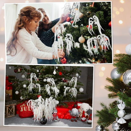Chuangdi 12 Pcs Snowy Pine Branches 16 Inch Artificial Christmas Tree Picks Norfolk Artificial Flocked Pine Branches for Vase Christmas Wreath DIY Floral Arrangement Holiday Decor
